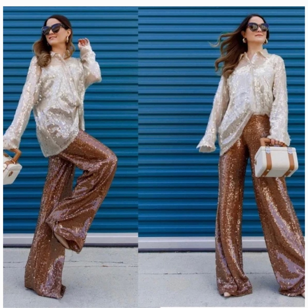 Sequin wide leg pant, limited edition